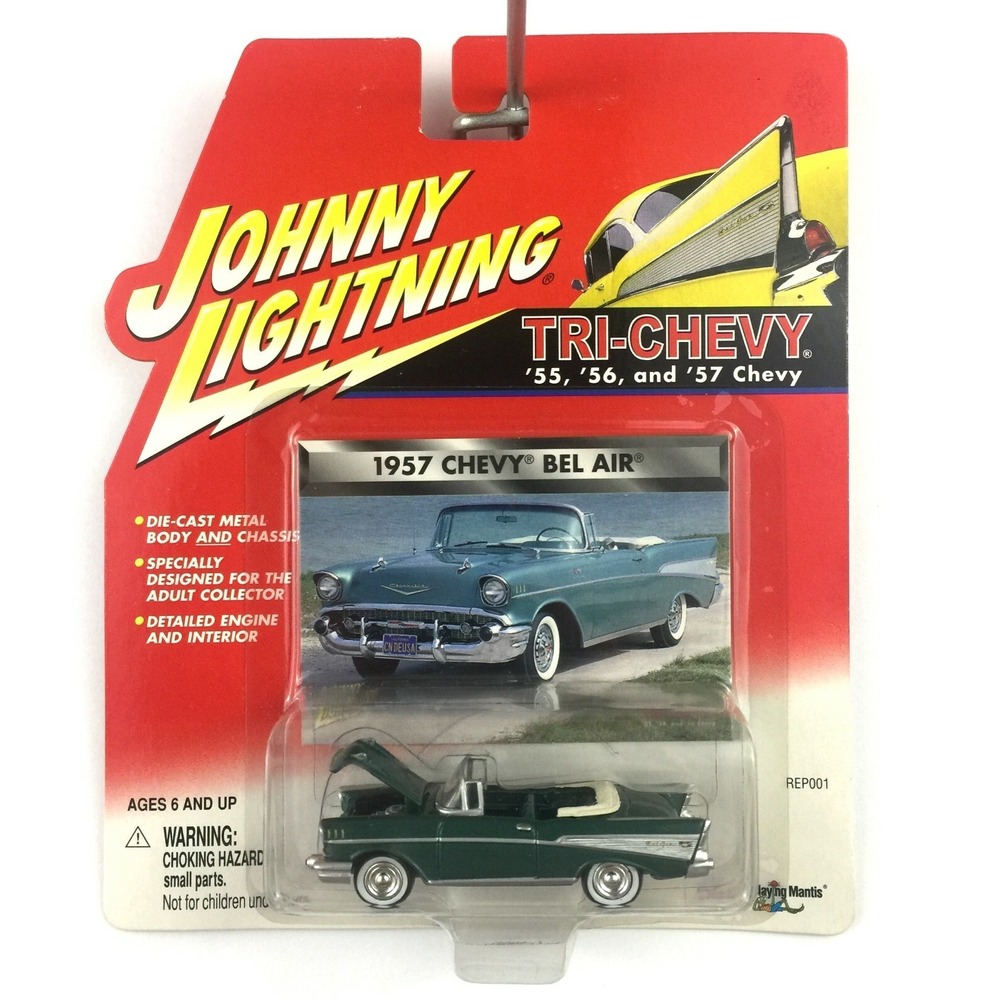 Johnny Lightning Tri-Chevy 1957 Chevrolet Bel Air Convertible Car Die Cast 1/64